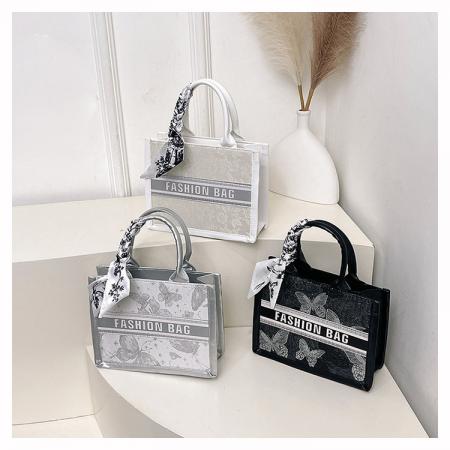 FA47458# 高级感刺绣手拎女包新款大容量简约单肩包小众潮流百搭托特包 女包批发包包批发货源