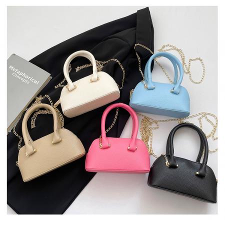 FA47460# 跨境极简风单肩斜挎贝壳女式包时尚荔枝纹质感链条手提包批发 女包批发包包批发货源