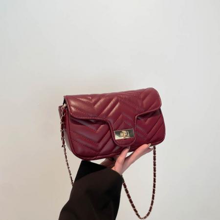 FA47461# 跨境锁扣棱格小方包女潮韩版时尚休闲软面链条通勤单肩斜挎包 女包批发包包批发货源