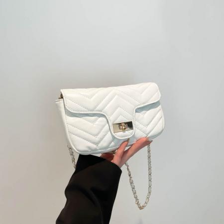 FA47461# 跨境锁扣棱格小方包女潮韩版时尚休闲软面链条通勤单肩斜挎包 女包批发包包批发货源