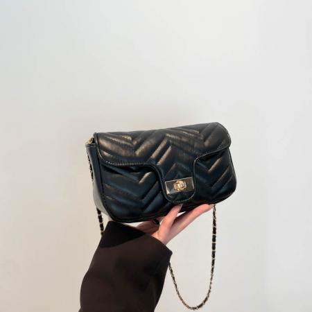 FA47461# 跨境锁扣棱格小方包女潮韩版时尚休闲软面链条通勤单肩斜挎包 女包批发包包批发货源