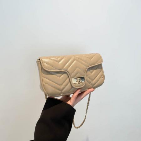 FA47461# 跨境锁扣棱格小方包女潮韩版时尚休闲软面链条通勤单肩斜挎包 女包批发包包批发货源