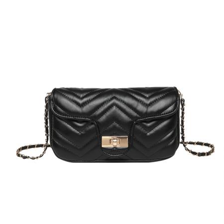 FA47461# 跨境锁扣棱格小方包女潮韩版时尚休闲软面链条通勤单肩斜挎包 女包批发包包批发货源