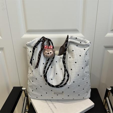 FA47464# 小众波点设计懒散风布袋包女新款甜美休闲托特单肩手提包批发 女包批发包包批发货源