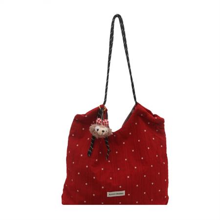 FA47464# 小众波点设计懒散风布袋包女新款甜美休闲托特单肩手提包批发 女包批发包包批发货源