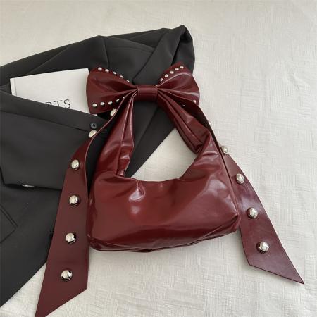 FA47466# 时尚铆钉腋下包包女式新款高级感百搭单肩包小众蝴蝶结手提包 女包批发包包批发货源