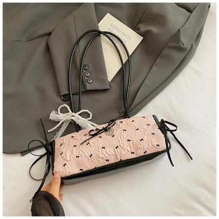 FA47470# 跨境小众腋下包包女新款潮时尚蝴蝶结泡泡纱手提包可爱手提包 女包批发包包批发货源