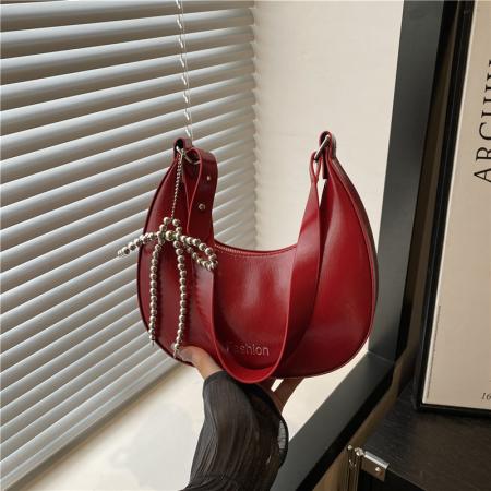 FA47474# 时尚流行纯色大容量新款夏季时尚蝴蝶结通勤单肩腋下饺子包女 女包批发包包批发货源