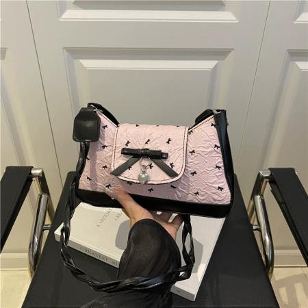 FA47485# 小众设计蝴蝶结腋下包女新款时尚休闲单肩斜挎包甜美法棍包潮 女包批发包包批发货源