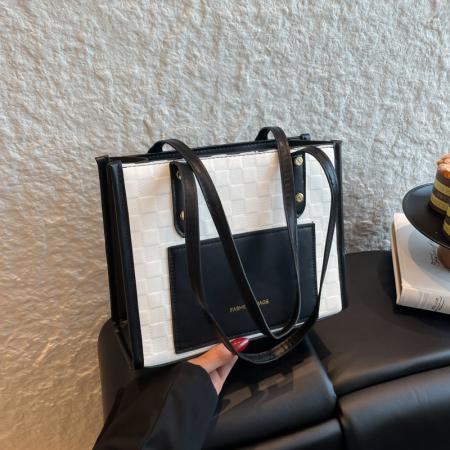 FA47495# 跨境大容量质感手提女士包新款洋气休闲拼色单肩腋下托特包潮 女包批发包包批发货源