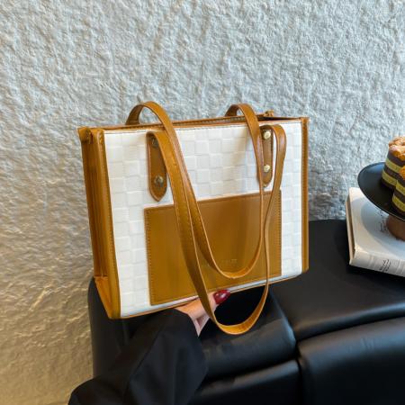 FA47495# 跨境大容量质感手提女士包新款洋气休闲拼色单肩腋下托特包潮 女包批发包包批发货源