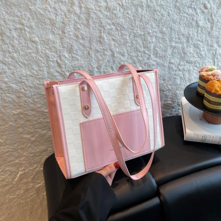 FA47495# 跨境大容量质感手提女士包新款洋气休闲拼色单肩腋下托特包潮 女包批发包包批发货源