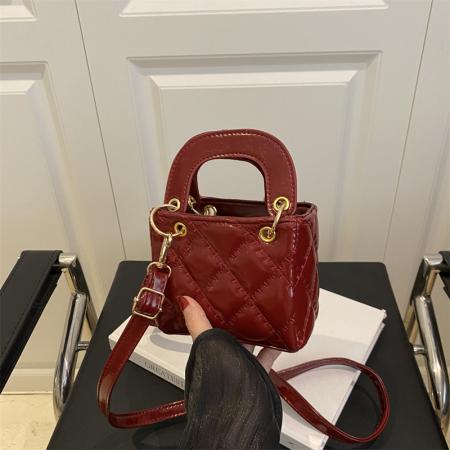 FA47496# 菱格时尚女士温柔质感手提包新款绣线单肩斜挎迷你小方包 女包批发包包批发货源