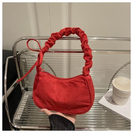 FA47513# 跨境斜挎包女士新款简约时尚大容量腋下包高级感皱单肩包 女包批发包包批发货源