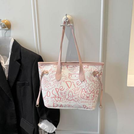 FA47517# 跨境外贸涂鸦手提托特包女潮新时尚休闲单肩大容量腋下包 女包批发包包批发货源