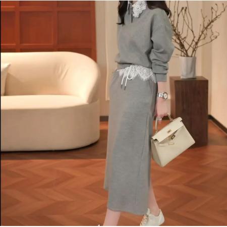 FA47521# 百搭拼接时尚天丝新款套装  服裝批發女裝批發服飾貨源