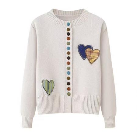 FA47526# 欧货气质爱心彩扣针织衫女秋冬时髦设计羊绒毛衣洋气独特漂亮小衫  服裝批發女裝批發服飾貨源