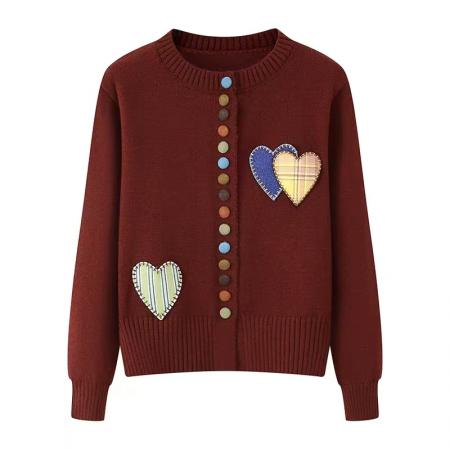 FA47526# 欧货气质爱心彩扣针织衫女秋冬时髦设计羊绒毛衣洋气独特漂亮小衫  服裝批發女裝批發服飾貨源