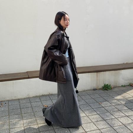 FA47554# 新款拉链口袋显瘦坠感后开衩鱼尾半身长裙  服裝批發女裝批發服飾貨源