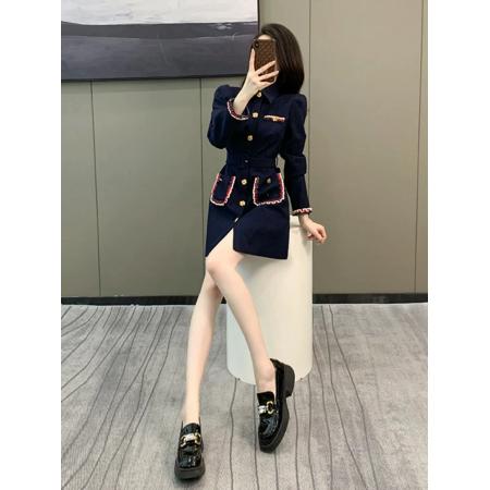 FA47568# 小香风流苏长袖连衣裙女秋季大码胖mm气质独特漂亮高级感短款裙子  服裝批發女裝批發服飾貨源