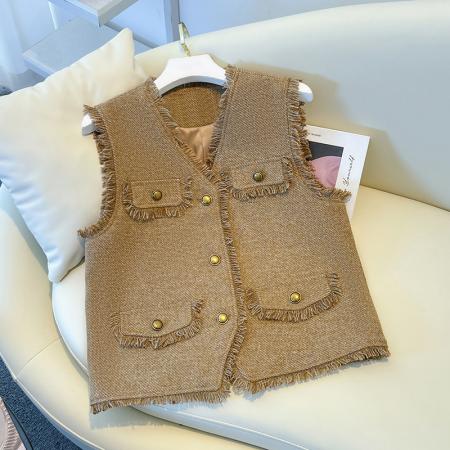 FA47569# 秋季穿搭一整套大码胖mm小香风马甲衬衫阔腿裤复古叠穿三件套装女  服裝批發女裝批發服飾貨源