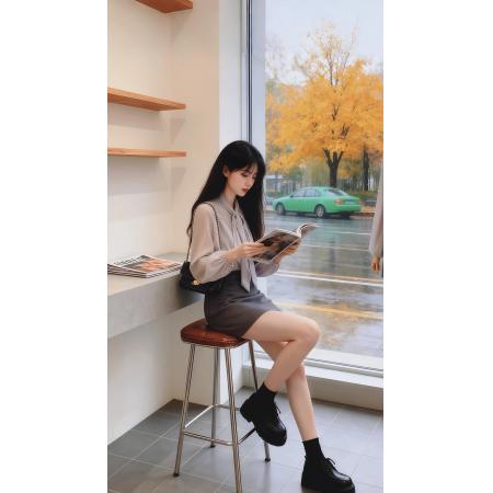 FA47571# 初秋穿搭一整套大码胖mm飘带雪纺衬衫半身短裙气质轻熟好看套装女  服裝批發女裝批發服飾貨源