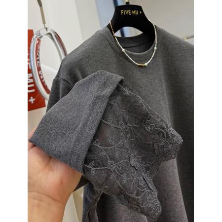 FA47600# 德绒特大码300斤蕾丝拼接磨毛德绒长袖T恤女秋冬上衣  服裝批發女裝批發服飾貨源