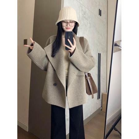 FA47603# 韩系毛呢子大衣女新款小个子宽松毛呢外套气质秋冬款慵懒风  服裝批發女裝批發服飾貨源