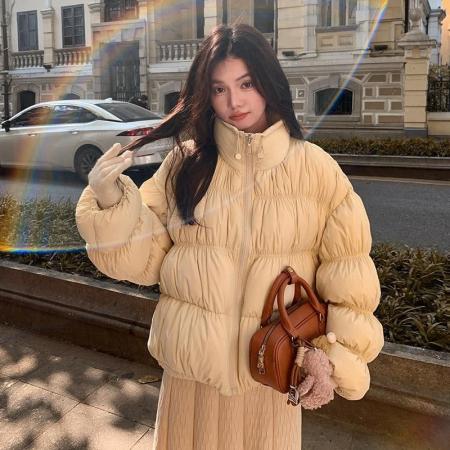 FA47608# 云朵泡芙抽褶棉服女冬新款设计感超好看面包服外套  服裝批發女裝批發服飾貨源