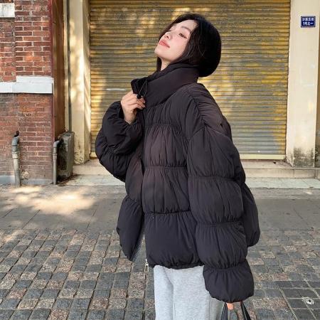 FA47608# 云朵泡芙抽褶棉服女冬新款设计感超好看面包服外套  服裝批發女裝批發服飾貨源