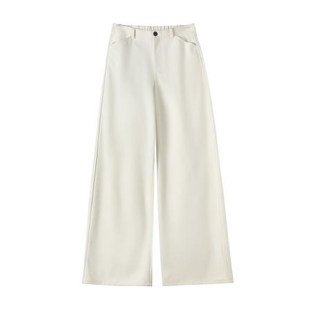 FA47628# 秋冬新款直筒拖地裤高腰窄版休闲裤女加绒毛呢阔腿裤  服裝批發女裝批發服飾貨源