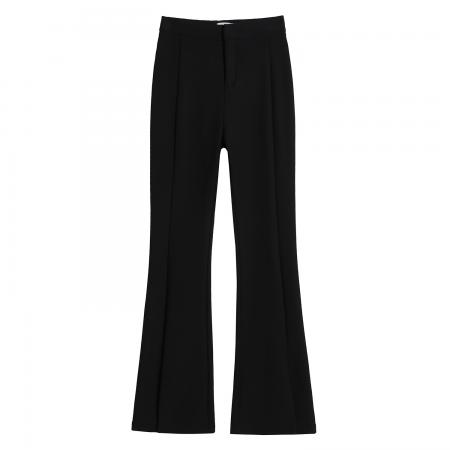 FA47630# 秋冬加绒高腰直筒阔腿喇叭休闲裤女微喇裤开叉西装裤  服裝批發女裝批發服飾貨源