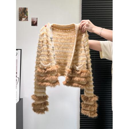 FA47637# 高级感袖子毛毛秋冬重工亮丝宽松显瘦长袖针织衫  服裝批發女裝批發服飾貨源