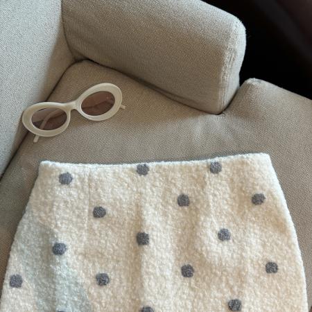 韩系甜美气质复古圈圈呢休闲半身裙女冬季新款时尚显瘦短裙  服裝批發女裝批發服飾貨源