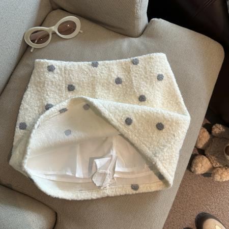 韩系甜美气质复古圈圈呢休闲半身裙女冬季新款时尚显瘦短裙  服裝批發女裝批發服飾貨源