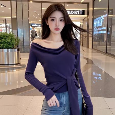 FA47683# 秋装新款韩版时尚洋气上衣紫色绑带打底衫针织衫女  服裝批發女裝批發服飾貨源