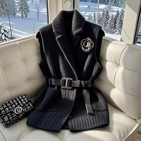 FA47692# 新款爆款洋气欧货大版收腰显瘦毛衣马甲高级感灰色针织衫女春  服裝批發女裝批發服飾貨源