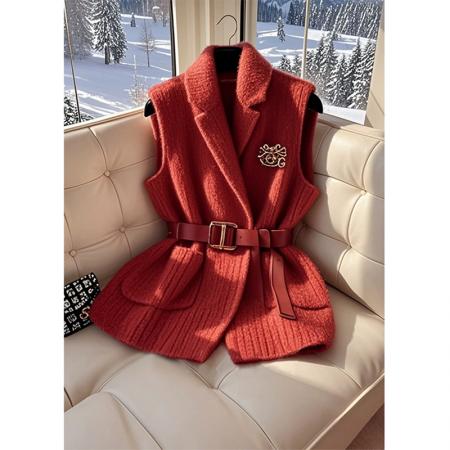 FA47692# 新款爆款洋气欧货大版收腰显瘦毛衣马甲高级感灰色针织衫女春  服裝批發女裝批發服飾貨源