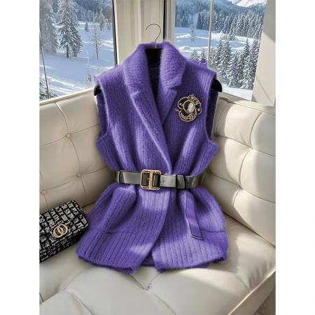 FA47692# 新款爆款洋气欧货大版收腰显瘦毛衣马甲高级感灰色针织衫女春  服裝批發女裝批發服飾貨源