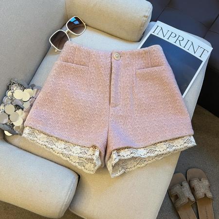 秋冬A版短裤蕾丝边修身显瘦百搭裤子  服裝批發女裝批發服飾貨源