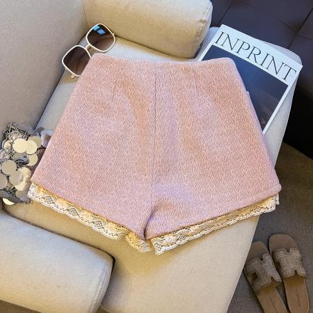 秋冬A版短裤蕾丝边修身显瘦百搭裤子  服裝批發女裝批發服飾貨源