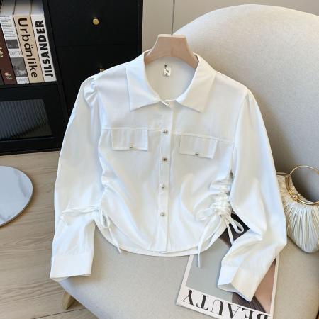 FA47702# 秋冬新款抽绳工装开衫外套还款POLO领上衣  服裝批發女裝批發服飾貨源