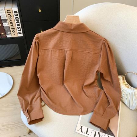 FA47702# 秋冬新款抽绳工装开衫外套还款POLO领上衣  服裝批發女裝批發服飾貨源