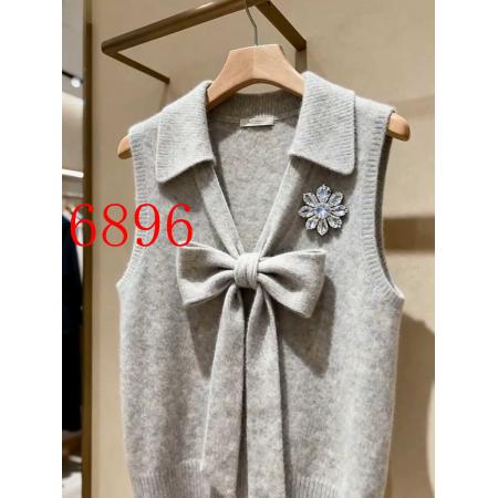 FA47706# 马甲新款今年流行爆款独特超好看气质叠穿蝴蝶结灰色针织背心  服裝批發女裝批發服飾貨源