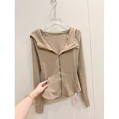 FA47708# 卡其色修身连帽外套休闲卫衣开衫女新款爆款时尚洋气秋季上衣  服裝批發女裝批發服飾貨源