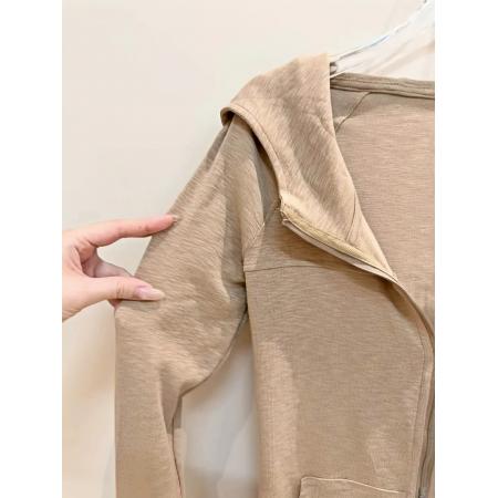 FA47708# 卡其色修身连帽外套休闲卫衣开衫女新款爆款时尚洋气秋季上衣  服裝批發女裝批發服飾貨源
