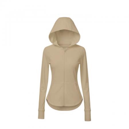 FA47708# 卡其色修身连帽外套休闲卫衣开衫女新款爆款时尚洋气秋季上衣  服裝批發女裝批發服飾貨源
