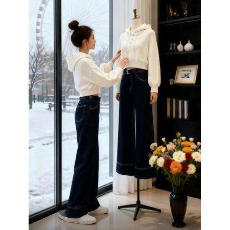 白色半开领短款连帽针织衫女秋冬季新款氛围感绝美巨好看上衣  服裝批發女裝批發服飾貨源