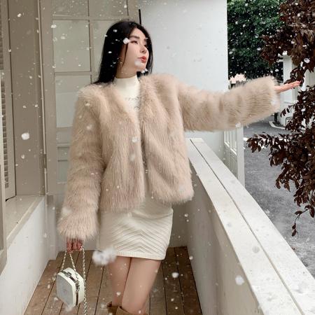 FA47720# 环保皮草“冬日韩调”仿狐狸毛皮草外套新款毛毛大衣年轻时尚  服裝批發女裝批發服飾貨源