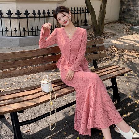 FA47725# 十三行品质蕾丝上衣高级感包臀鱼尾裙套装设计感打底衬衫  服裝批發女裝批發服飾貨源